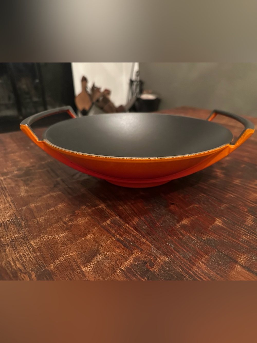 Le Creuset Orange Cast Iron Serving Wok